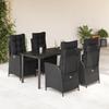 VidaXL Garden Dining Set Cushions 5pcs Black Wicker 3213188