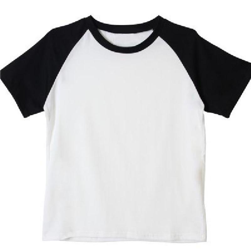Women s Raglan Sleeve Crop Top, Cotton Color Block Short Sleeve T-Shirt One size
