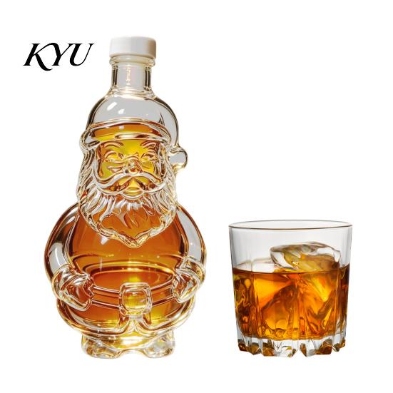Unique Christmas Gift for Men Santa Claus Whiskey Decanter Liquor Storage, 320ml Glass Wine Ornament Spirits Bottle, Decorative Holiday Container Home