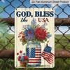 2D Flat, God Bless America & Veterans Tribute Metal Sign - Vintage Patriotic Aluminum Wall Decor Suitable for Home, for Man Cave, Bars