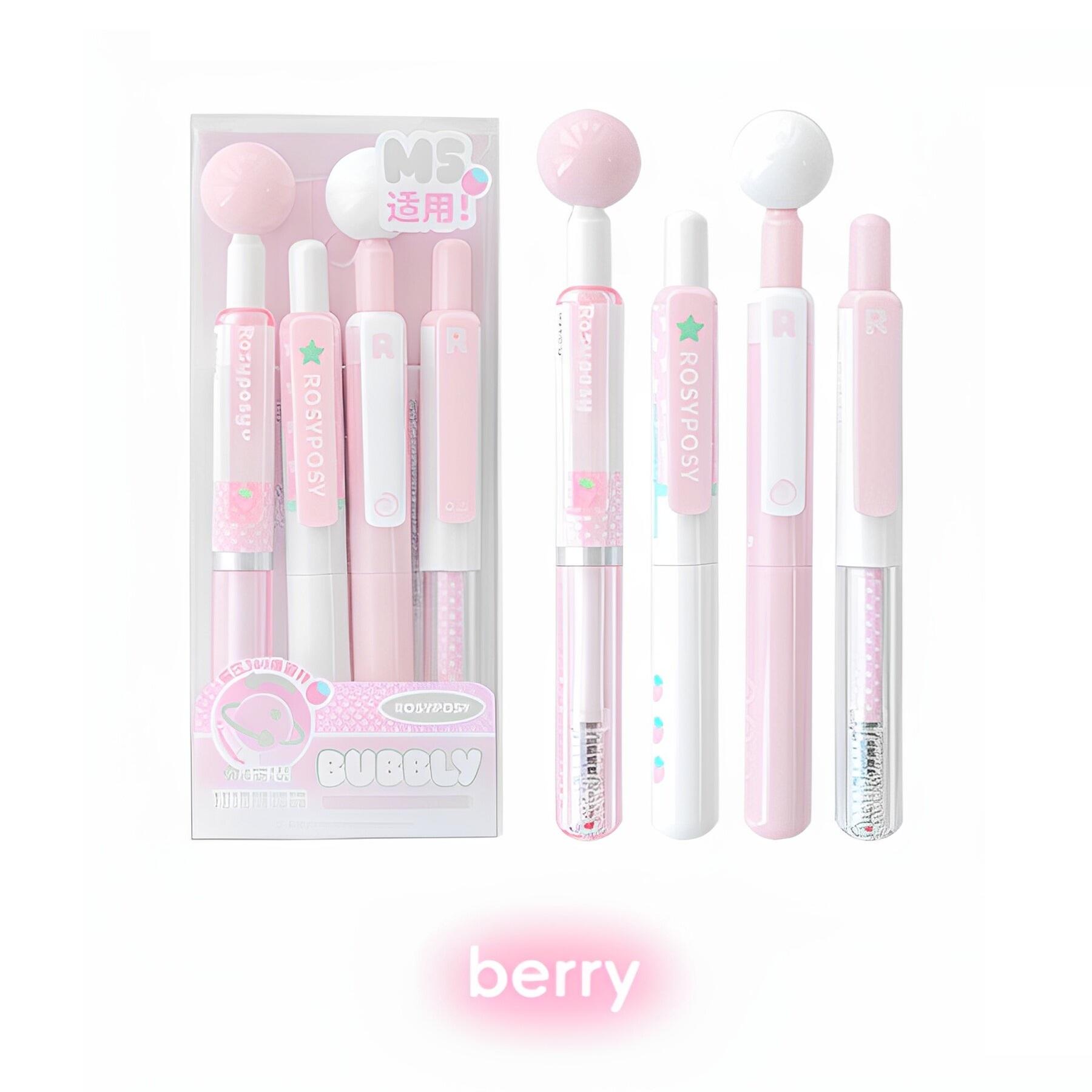 

BUBBLY Short Gel Pens 4-pack Cute Retractable Neutral Pens 360° Rotating Stress Relief Black Color Ink for Writing A3139 (as the picture,black)