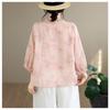 DIMANAF 2026 Summer New Plus Size Women Blouse Shirt Elegant Vintage Print Floral Lady Tops T-Shirt Cotton Clothing