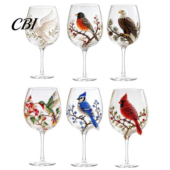 Gift for Mother on Birthday 3D Hummingbird Stemless Goblet, Floral Pattern Elegant Decorative Glass Aesthetic Kitchen Glassware Cup, Garden