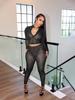 European & American Women's Spring/Autumn Half-High Collar Zipper Cropped Top with Long Sleeve & High-Waisted Pants Two-Piece Set