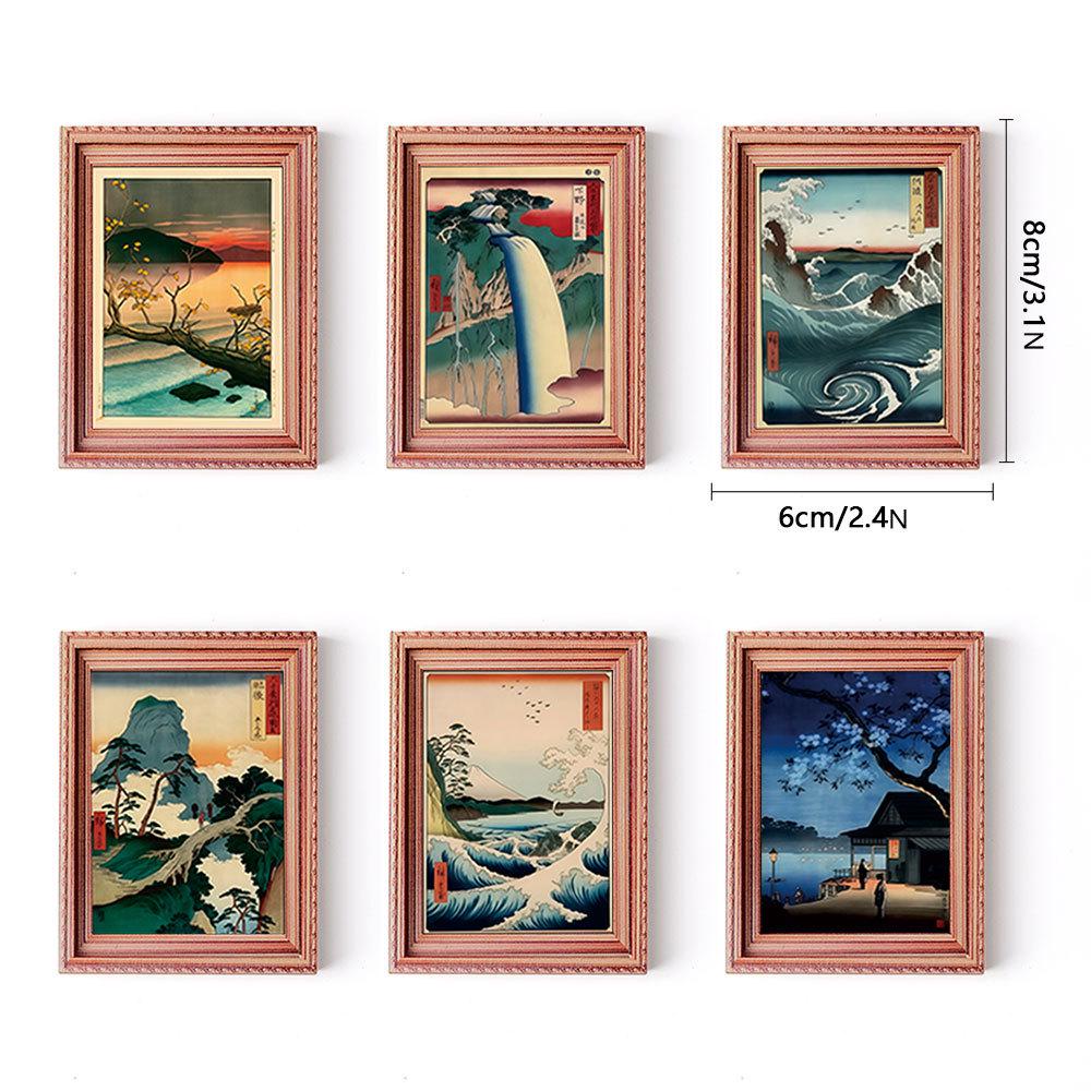 Floating World 3D Wood Carving Photo Frame Magnet: Wooden Home Décor, Poster, and Refrigerator Tile.