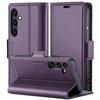 Samsung Galaxy A55 Case, ERBORD Glossy Litchi, Wallet Flip Case, Purple