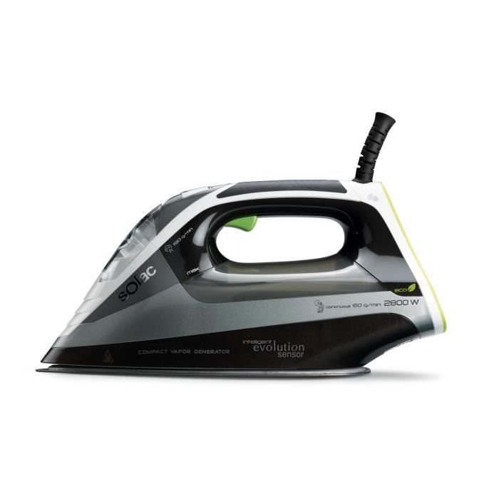 Fer À Vapeur - SOLAC - CVG9512 - Semelle En Céramique - 190 G-min - Noir, Gris