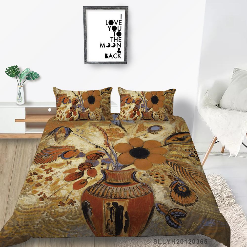 

Абстрактный 3D Цифровой Печати Пододеяльник Наволочка Набор из Двух или Трех Предметов Серия Масляной Живописи Полиэстер EU single 135*200