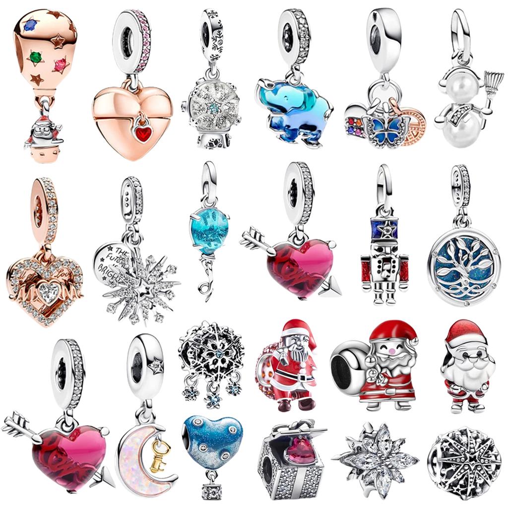 Original Copper Christmas Snowman Snowflakes Air Balloons Beads Charms For Diy Bracelet Necklace Women Gift