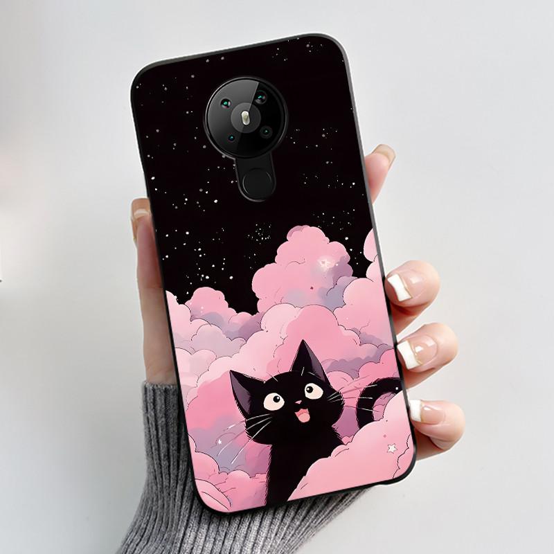 For Nokia 5.3 INS Aesthetic Black For Nokia 5.4/Nokia 3.4 Shockproof Jelly Cover Coconut Tree Pattern Anti-Scratch Soft Shell