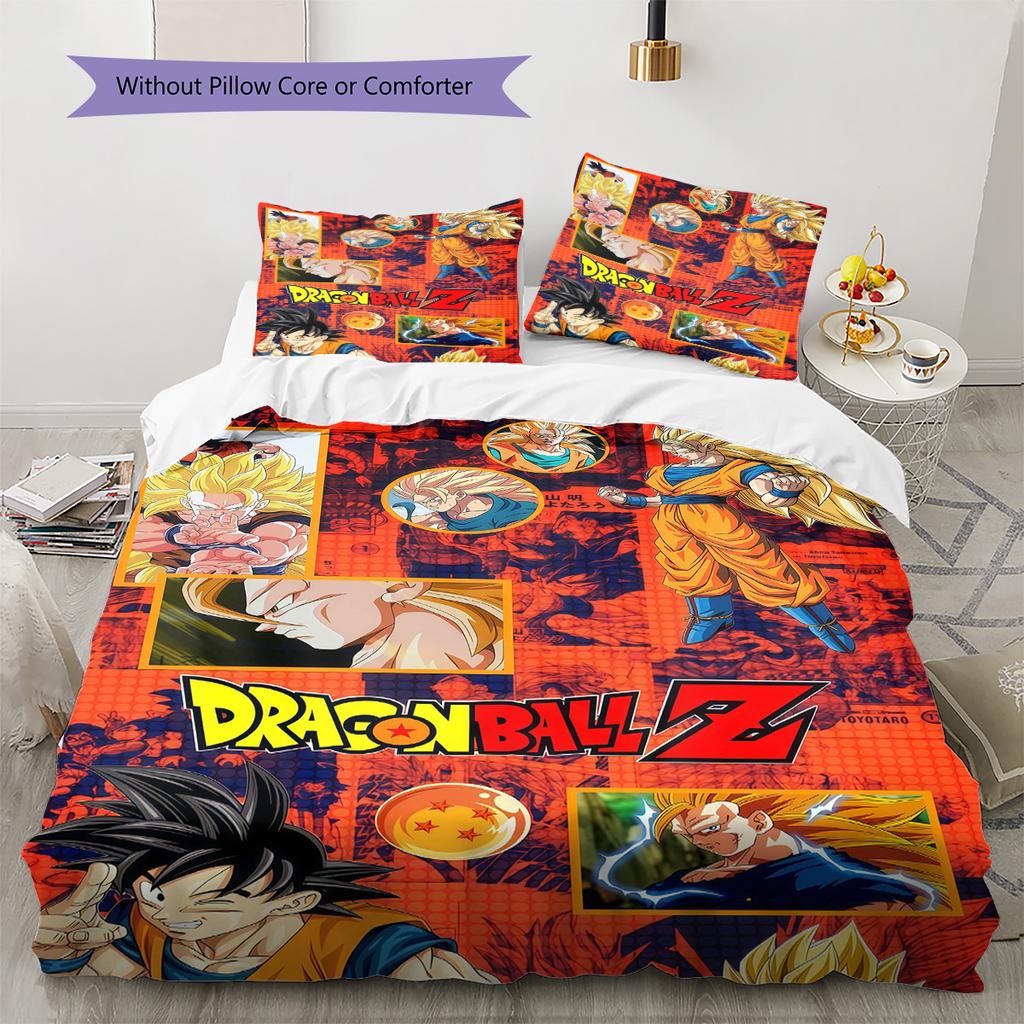 DBZ Decor Pattern Bedding Quilt Set Quilt Cover Pillowcase Home Decoration Birthday Gift (1 * Duvet Cover + 2 * Pillowcase, Without Core)