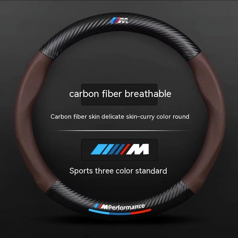 For BMW M X1 X3 X5 X6 X7 G20 G30 I3 I4 E36 E39 E46 E87 E90 E92 F10 F15 F20 F25 F30 Carbon Fiber Leather Car Steering Wheel Cover