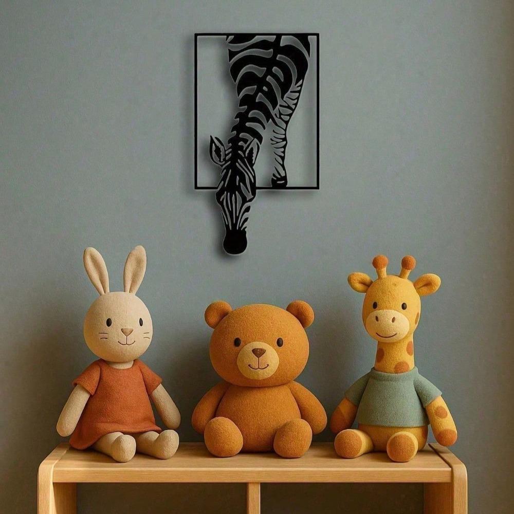 Modern Metal Zebra Wall Decor Black White Animal Print Art