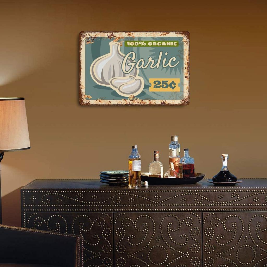 1-Pack Retro Rusty Decor Metal Plaque, 20×30cm and 30×40cm, Wall Hanging for Kitchen, Study or Living Room