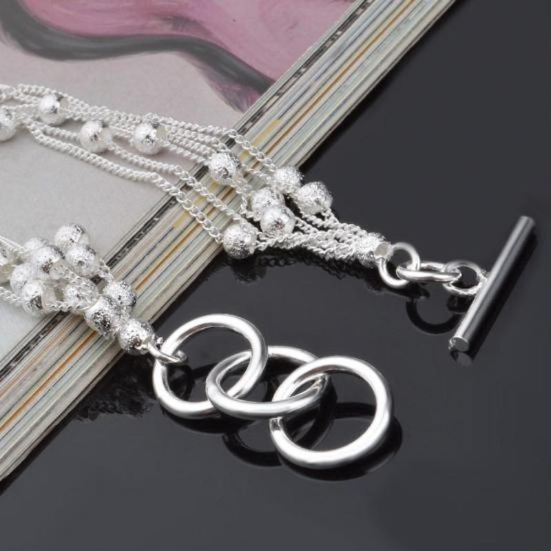 Women Shiny Faux Pearl Beads Bangle Shimmers Charm Chain Bracelet Jewelry Gift