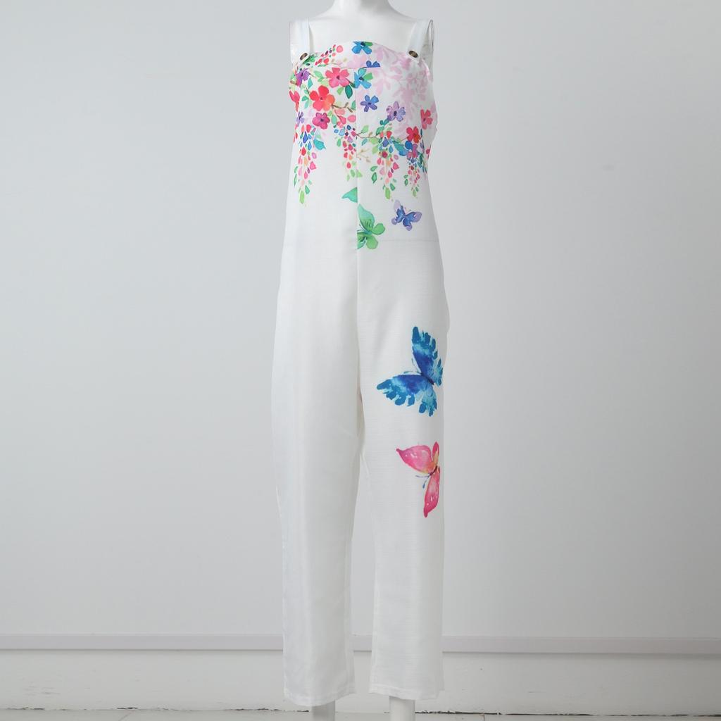 Damenmode Sommer süßer lockerer lässiger Druck Retro-Trägeroverall