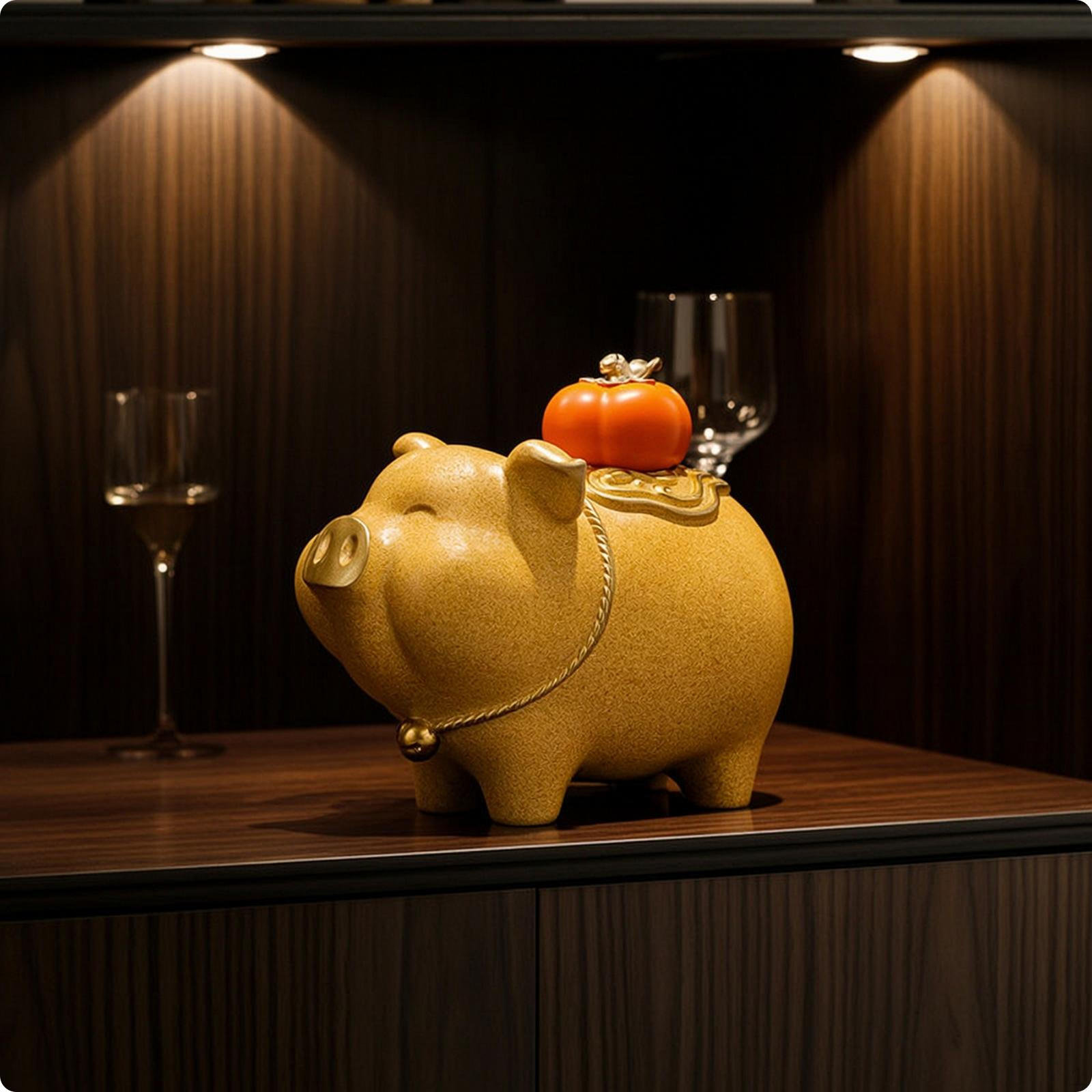 Pig Savings Bank with Base Glossy