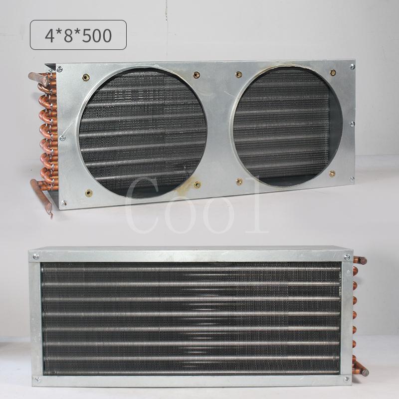 264mmx150mmx60mm Double Air Outlet Condenser Evaporator Water-cooled Finned Copper Tube Radiator Heat Sink Instrument Cooler
