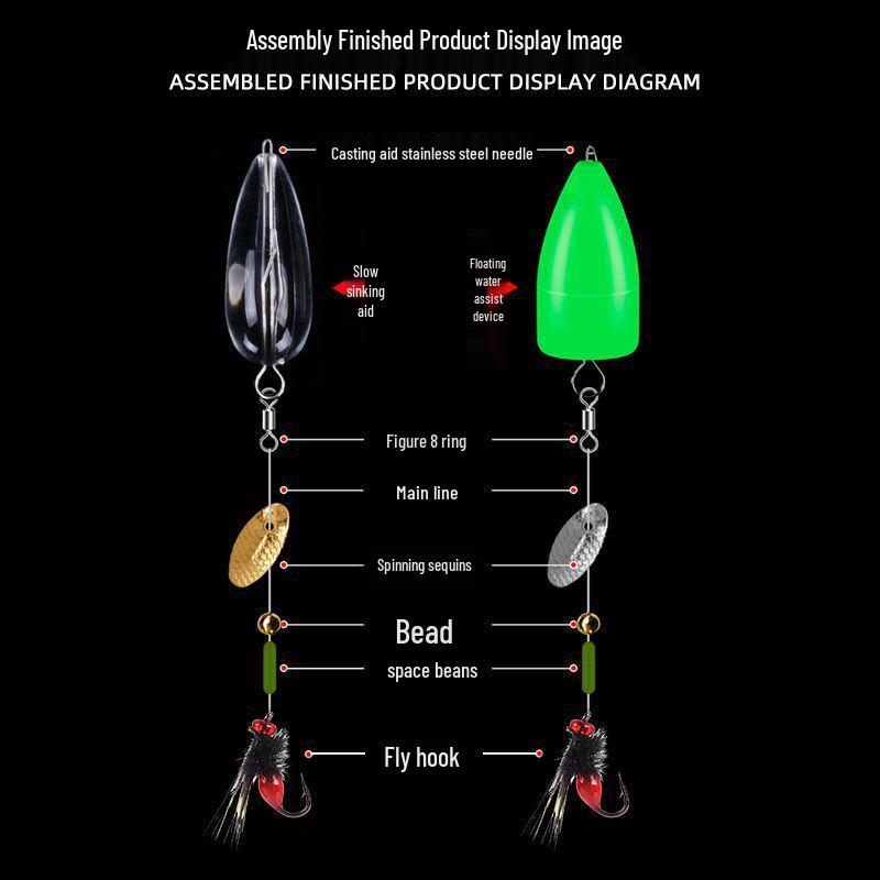 Tinplate Crankbait Rod with Red Sleeve Hook & White Stripe Melon Seed Lure - Gen 2 Poison Mosquito Fly & Tilapia Lure Set