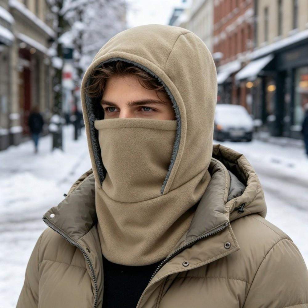 Cold-proof Warm Hood Hat Solid Color Ski Windproof Cap Simple Balaclava Cycling Cap Cold Weather