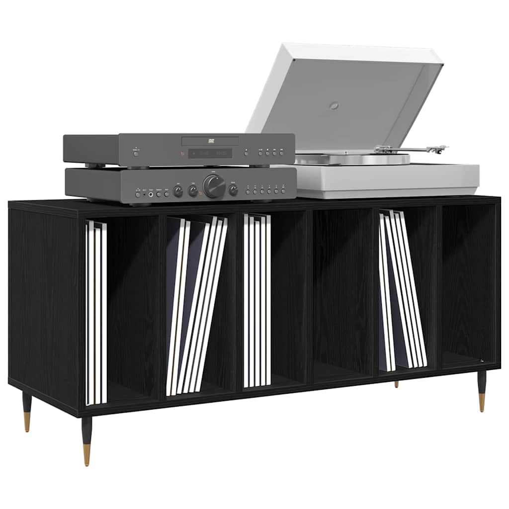 Vinyl Record Cabinet Black Oak Effect 100 x 38 x 48 cm