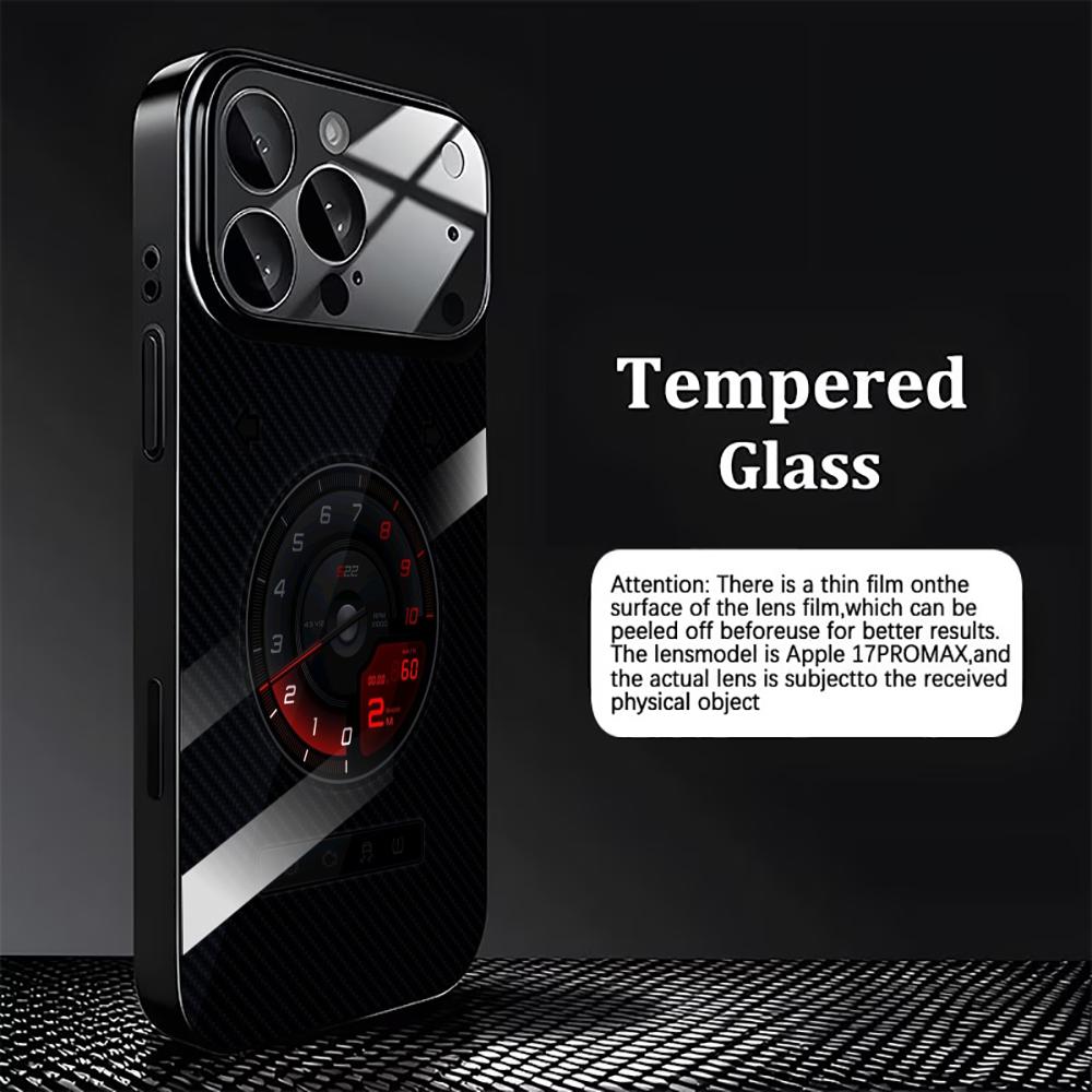 Sporty Red Car Gauge Pattern mobile phones Glass phone case for iphone 17 pro max cover for iPhone 17 16 15 14 13 12 pm Pro Plus