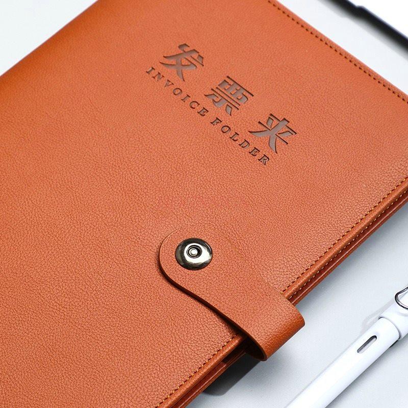 Invoice folder, bill storage folder, leather high-end business archive bag, office supplies, stationery sorting artifact, value