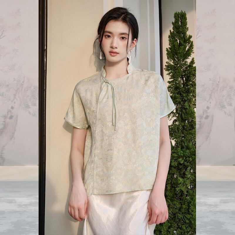 

JK&JS New Chinese Style Oblique Collar Short Sleeve Top L