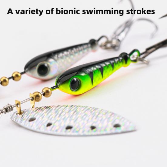 5Pcs 5.7CM/9G Fishing Lure with Spinner Blade Hook Long Casting Metal Rotating Sequin Spoon Spinnerbait Bass Pike Walleye Fishing Accessories