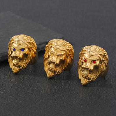 Stainless Steel Hip Hop Lion Head Ring Men's Trendy  Ring Titanium Steel Casting Jewelry