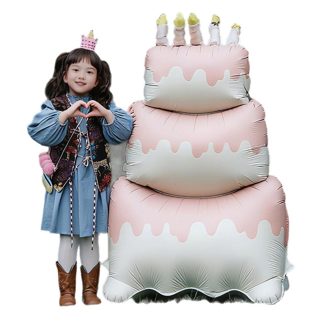 Super Large Three-Tier Cream Cake Balloon for Birthday Party Decoration