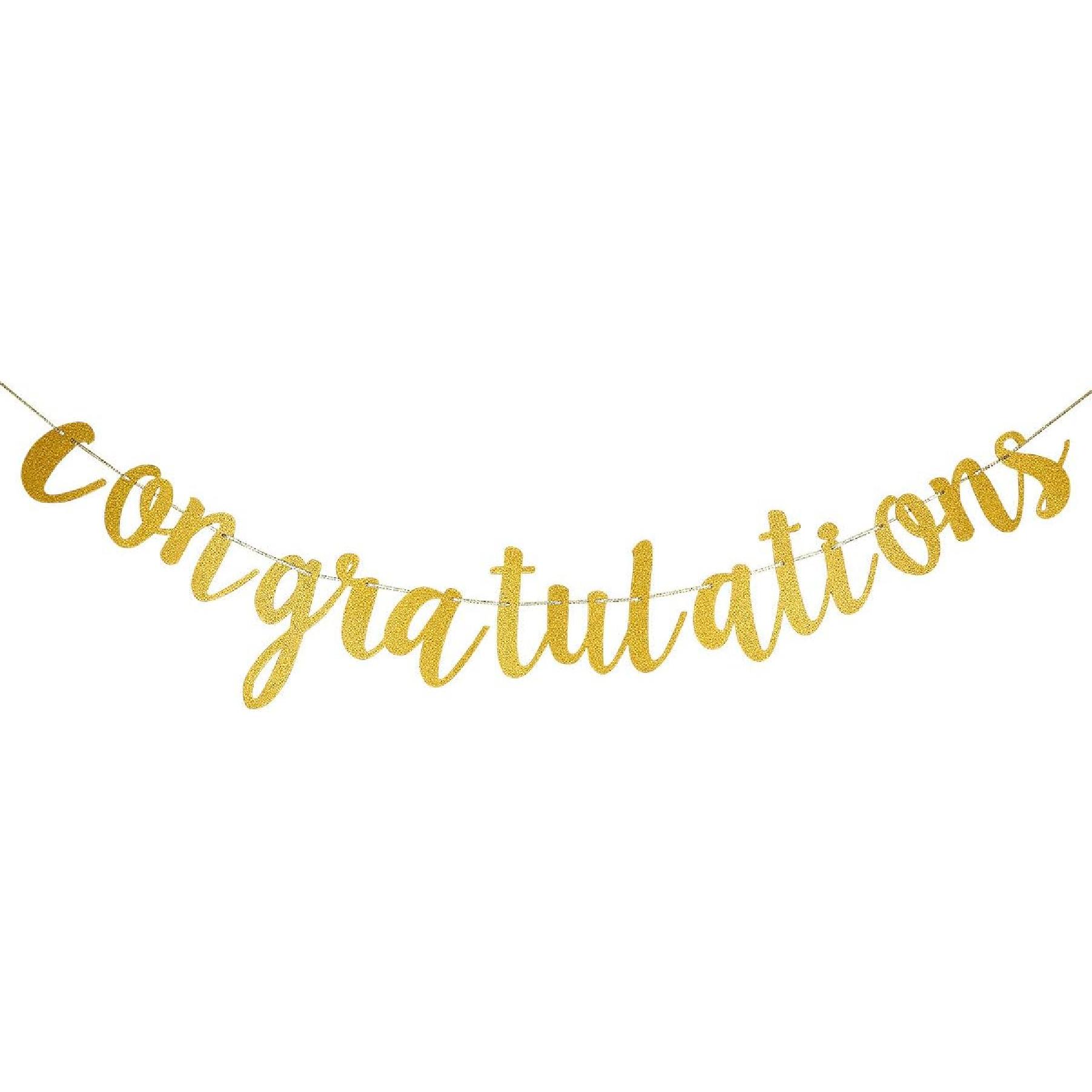 Gold Glitter Congratulations Banner Congratulations Graduate Banner Congratulations Garland Decorations for College 2025 Graduation Party Decorations золотой