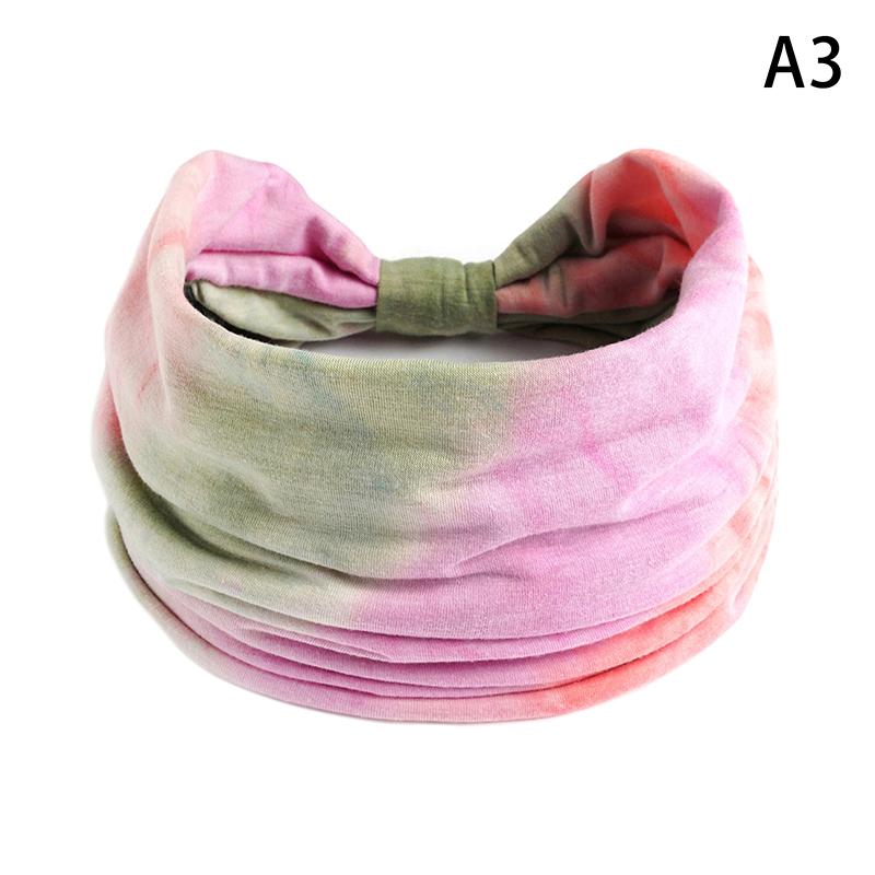 Tie-Dye Boho Knot Turbans Yoga Elastic Head Wrap Women Headband Wide Hairbands Headwear Bandanas  Hair Band Accessories