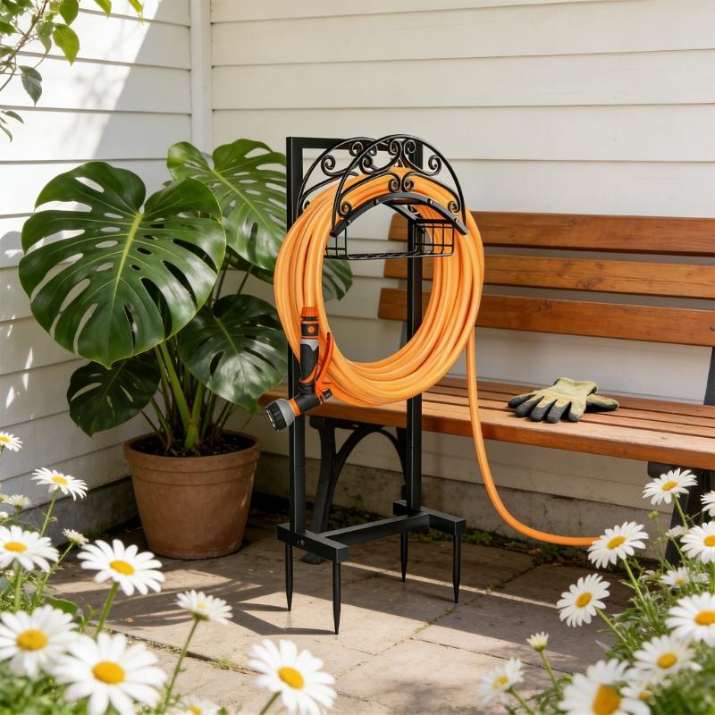 Supporto Robusto in Acciaio al Carbonio per Tubo da Giardino da Esterno Supporto per Tubo dell'Acqua da Giardino per Ganci Decorativi Organizzazione del Cortile
