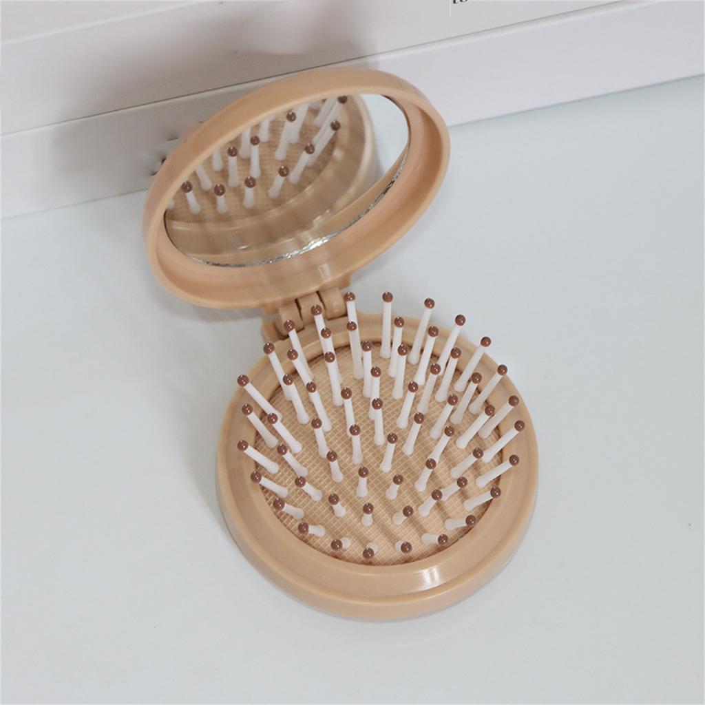 Folding Portable Small Comb With Makeup Mirror DIY Cushion Head Massage Comb Mirror