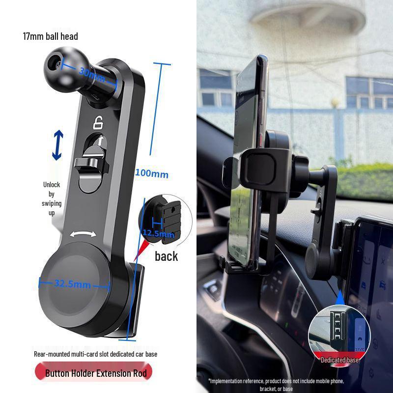 

Car Phone Holder with 7mm Ball Head and Extension Rod for Windshield, Wiper, and Vent.