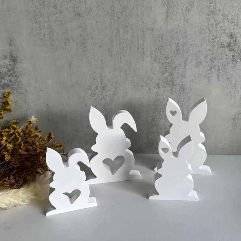 Easter Rabbit Candle Molds Heart Rabbit Silicone Mould DIY Handmade Cake Chocolate Epoxy Baking Mould for Valentines Day