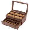 24-Piece Double Layer Carbon Fiber Watch Storage Box