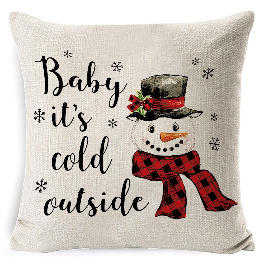 Christmas Celebration Pillow Elk Snowman Festive Cushion Cover Red Sofa Back Cushion Pillow Cover