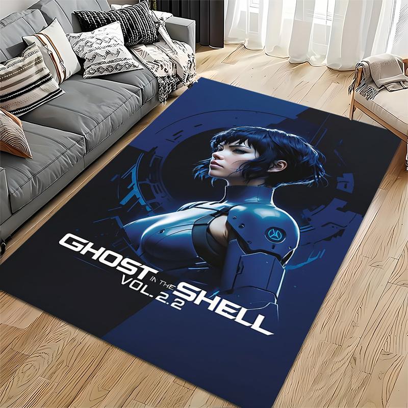 Area Rug, Ghost in the Shell Motoko Blue Cyborg Vol 2 Minimal Anime Poster, Living Room Decor, Non-Slip Mat