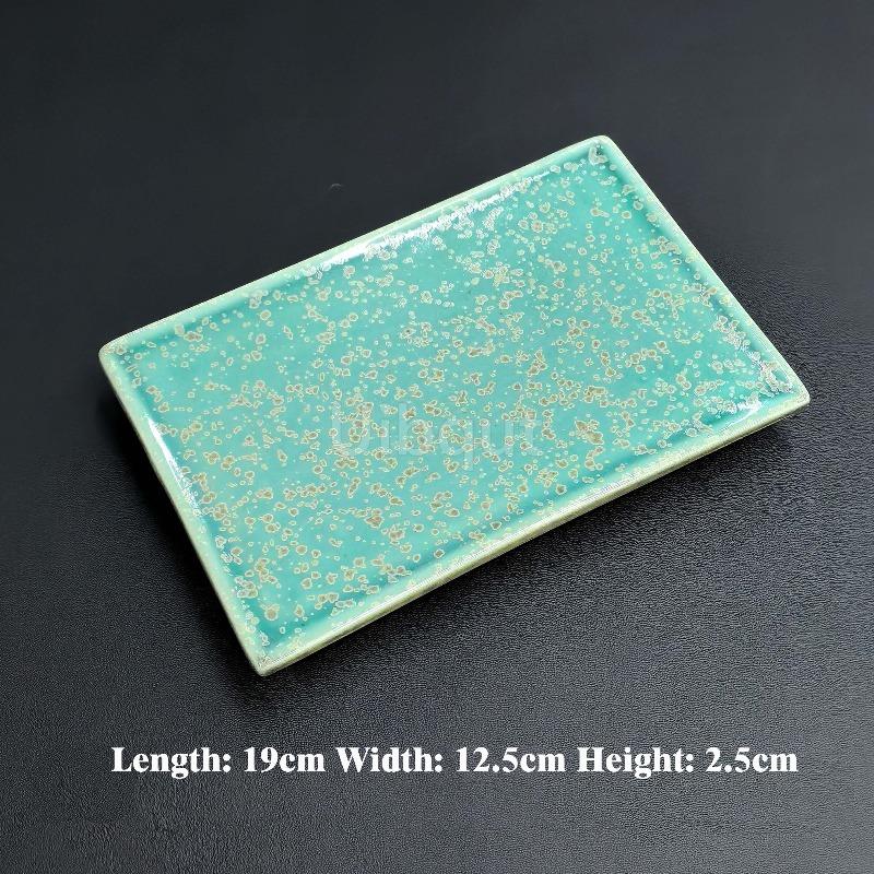 Japanese Creative Rectangular Flat blue Sushi plate Ceramic Cake Dessert Sashimi Plate BBQ Skewer Display tray Dinner Dish Sets