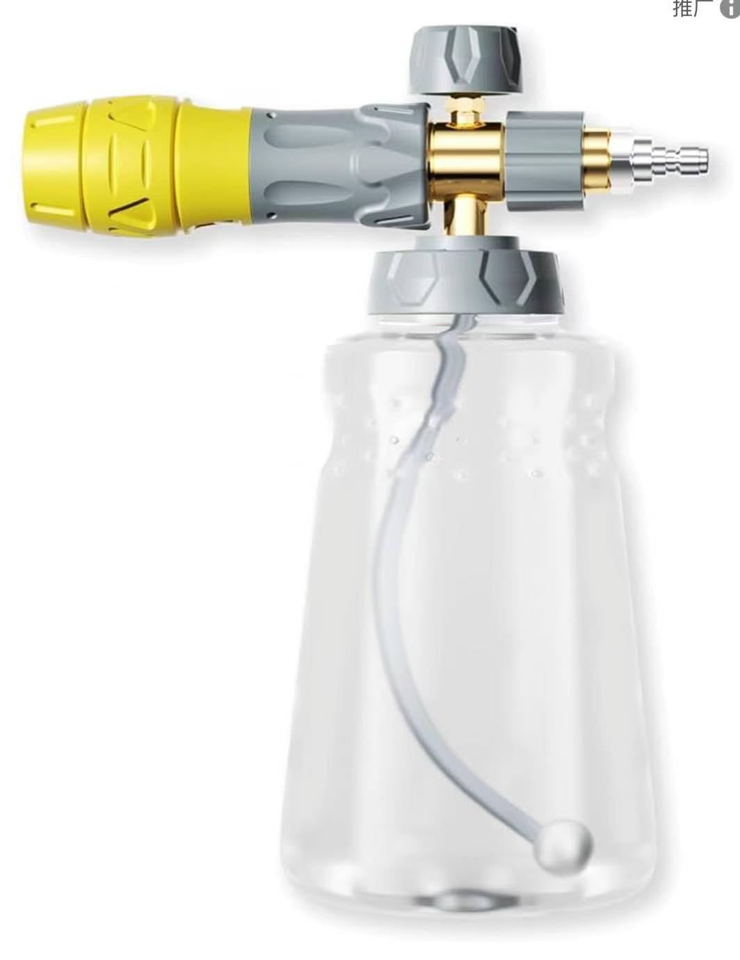 

Пеногенератор с латунным регулируемым пенообразователем для пенной мойки автомобиля, совместимый с пистолетами Karcher короткого типа, насадка, высокопенный пенообразователь, 1,0 л, мойки, соединения 1/4 , жёлтый
