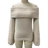 Maglione da Donna Scollo a Barca Manica Lunga Tinta Unita Lavorato a Maglia Top Vestibilità Slim Design Asimmetrico Top a Maglia