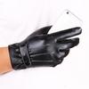 New Autumn and Winter Men's Warm Gloves for Three Stringed Wash Leather PU Plus Velvet Outdoor Riding Touch Screen Leather Gloves