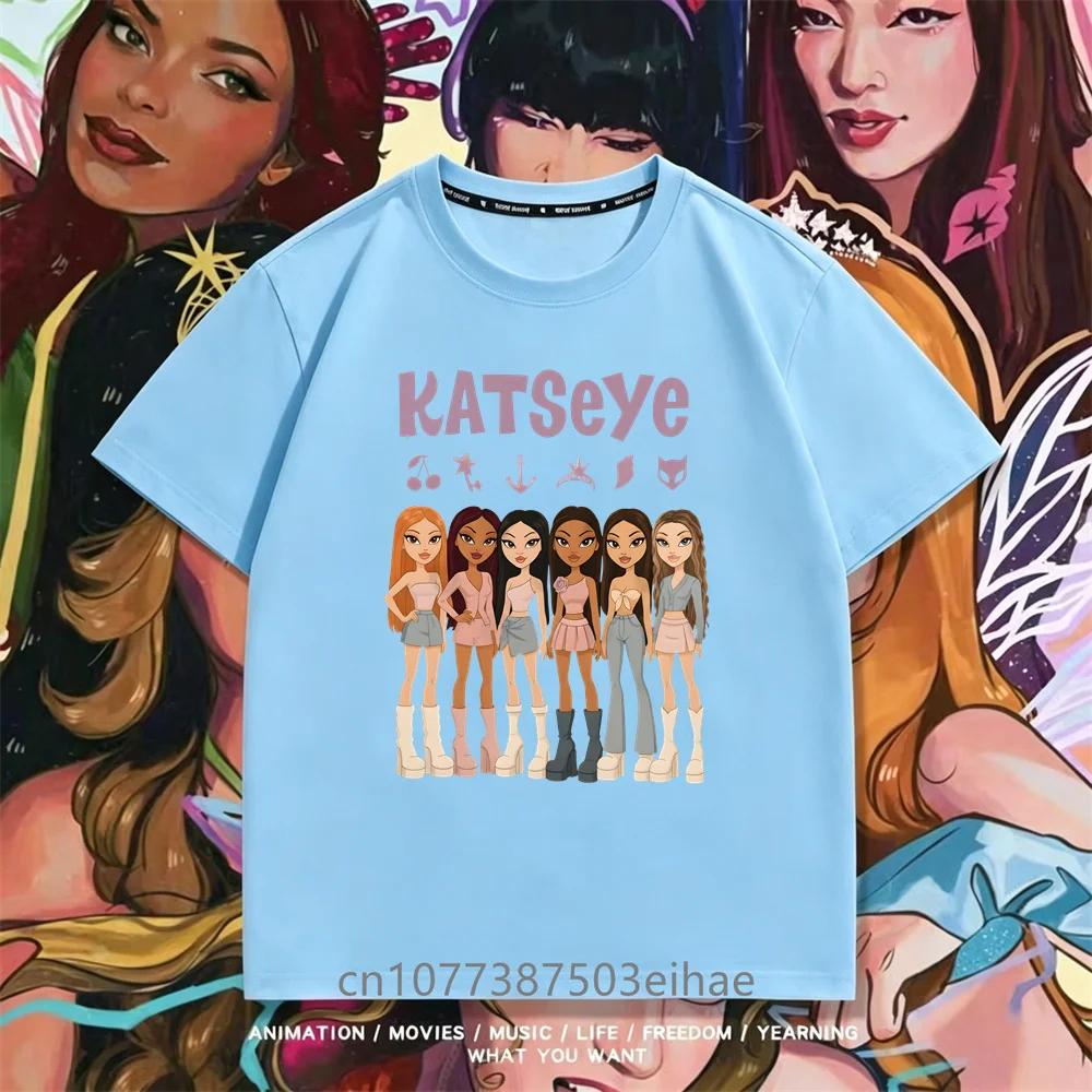 Katseye Kpop Group T Shirt Short Sleeve Boys Girls Megan Daniella Manon Lara Sofia Yunchae Fan Favorite Casual Daily Clothes