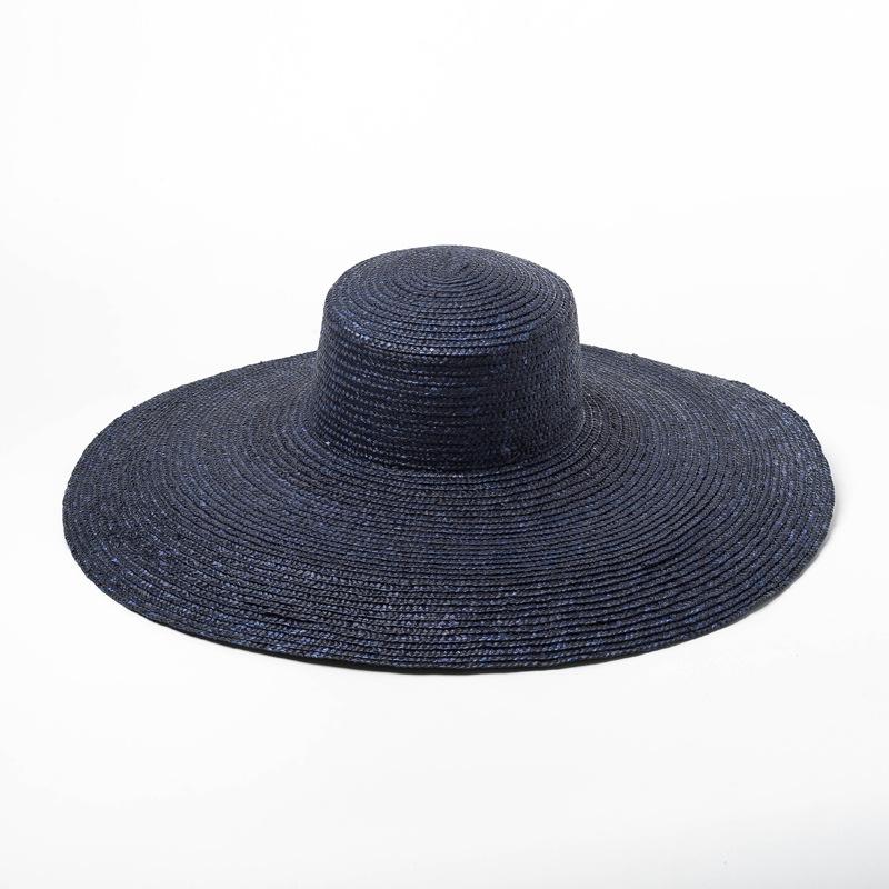 Spring and summer new enlarged hat flat straw straw hat ladies stage concave shape sun hat