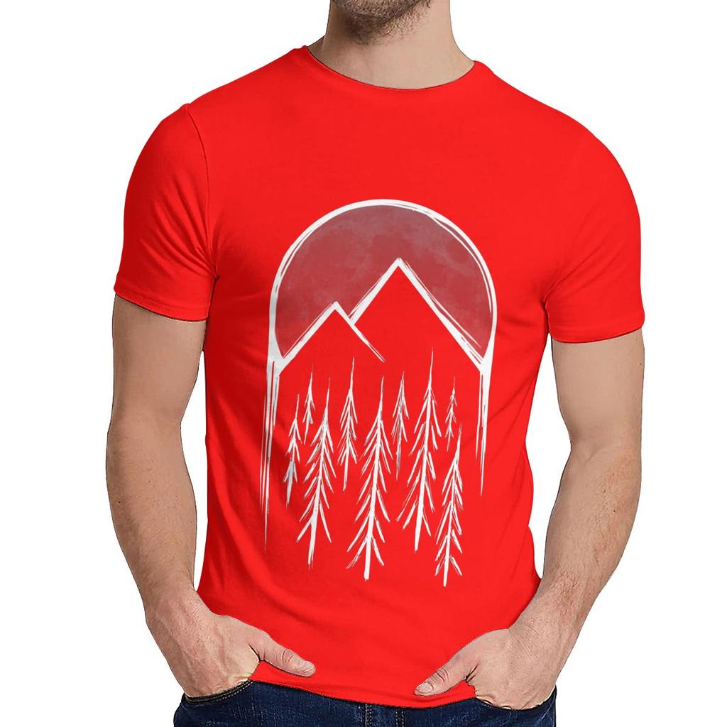 Man S O Neck Twin Peaks Red Pine Tree Moon Short Sleeve Arrival For