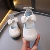 2025 Spring and Autumn Little Girl Princess Shoes Korean Version Girls Velcro Dress Shoes Girls Baby Bow Square Mouth Shoes