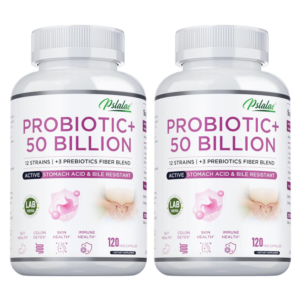 Capsule Nutrizionali Probiotiche Pslalac, Contenenti 12 Ceppi di Prebiotici, Integratore Nutrizionale Quotidiano