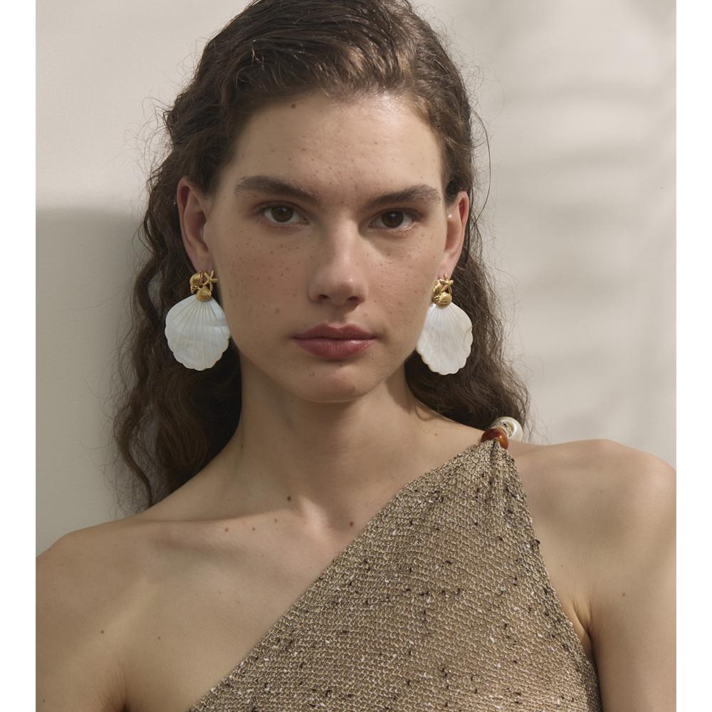Yhpup Ocean Style Starfish Shell Big Drop Dangle Earrings for Women Stainless Steel Summer Beach Holiday Daily Jewelry 2025